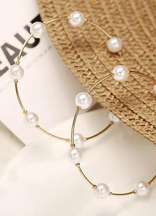 Сережки кольца с жемчугом