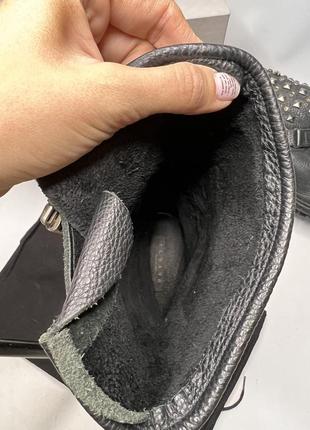Шкіряни чоботи з металевими стразами albano італія🔥6 фото