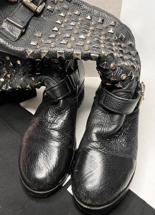 Шкіряни чоботи з металевими стразами albano італія🔥5 фото