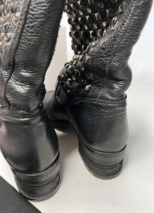 Шкіряни чоботи з металевими стразами albano італія🔥7 фото