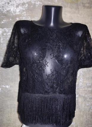 Кружевной оверсайз топ с бахромой maje