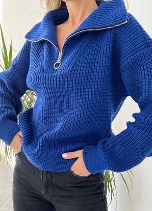 Стильный свитер с молнией на горловине 50% шерсть9 фото