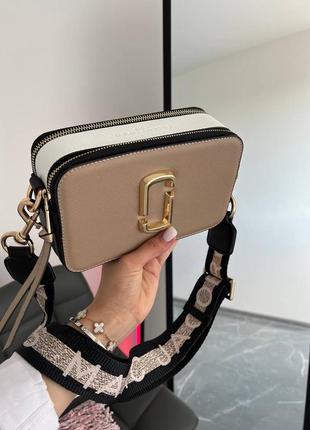 Marc jacobs logo dark beige-white / люкс качество / сумка на подарок3 фото