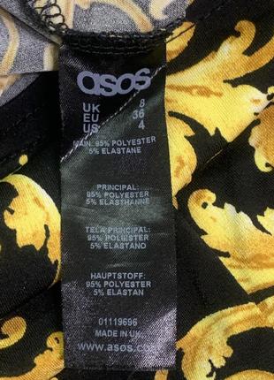 Стрейчеве плаття міді asos з неймовірним принтом у стилі версаче розмір 8/s10 фото