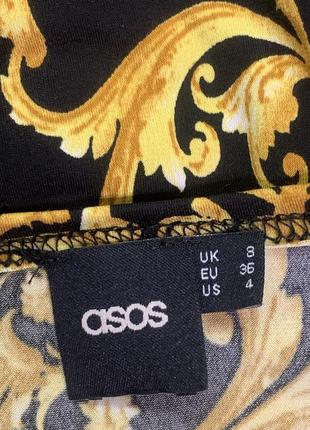 Стрейчевое платье миди asos с невероятным принтом в стиле версаче размер 8/s8 фото