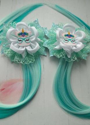 Нежные банты с единорогом