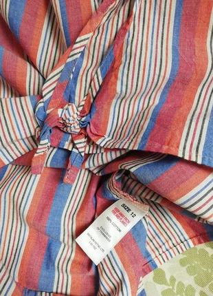 Фирменная блуза рубашка в полоску спущенные плечи papaya5 фото