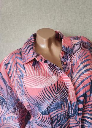Класна сорочка з принтом льон бавовна блуза3 фото