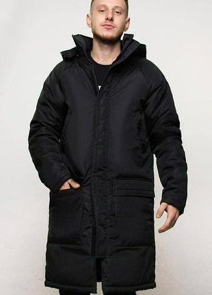 До -25° куртка пуховик пальто с капюшоном длинное непромокаемая черная теплая зима осень3 фото
