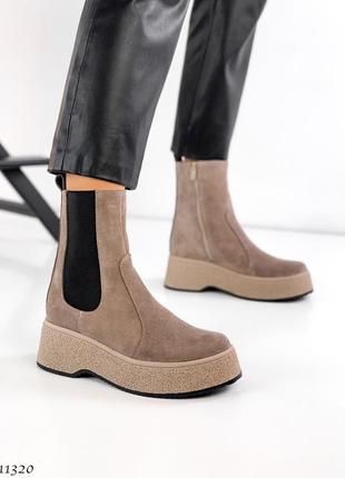 Зимние ботинки =na= 11320 женские brown натур. замша набивной мех
