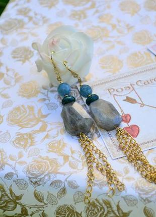 Сережки з натуральними каменями