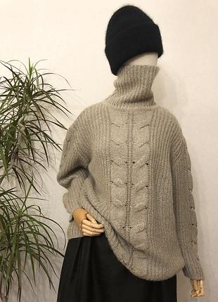 Мохеровый свитер в косы,гольф,водолазка,большой размер,preview