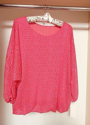 Блуза футболка коралловое кружево
