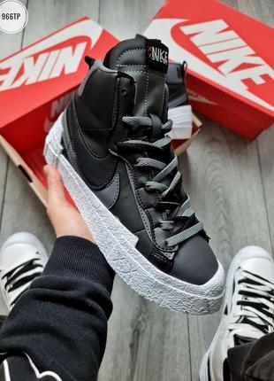 Nike blazer sacai high black, кроссовки мужские весна-осень, кроссовки найм мужские высокие