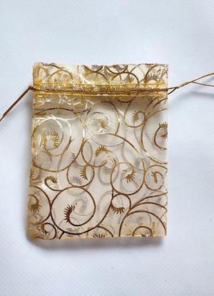 Мешочек с органзы мешок золотой упаковка подарков бижутерии украшений