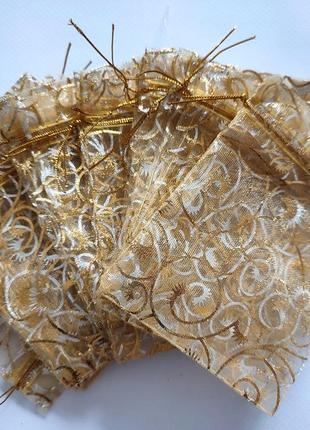Мешочек с органзы мешок золотой упаковка подарков бижутерии украшений
