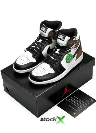 Мужские кроссовки nike air jordan  high black white khaki