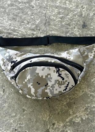 Сумка поясна в піксельний камуфляж кольору хакі