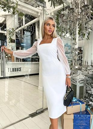 🧡оригинальное женское платье с рукавами сетка, цвет: белый, красный, черный, размер: с, м, л, хл