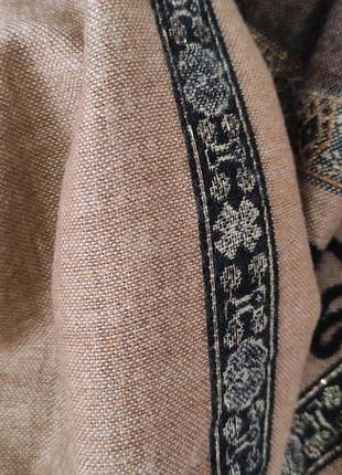 Двусторонний теплый широкий шарф палантин шерсть + шовк ginoer5 фото