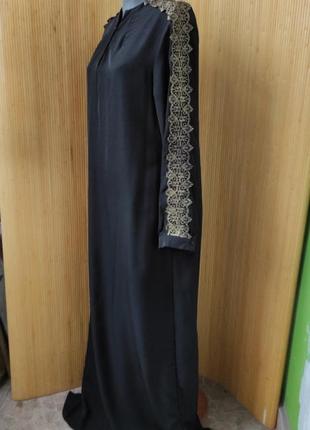 Длинное чёрное платье в восточном стиле / галабея/ абая2 фото