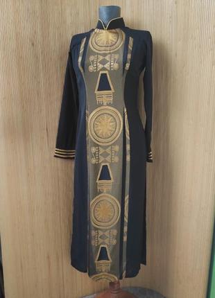 Блуза натуральный шелк кардиган черная с золотом в восточном стиле2 фото
