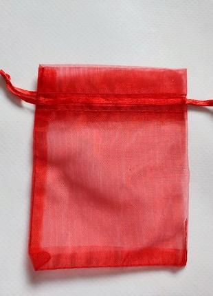 Красный мешочек мешок с завязками упаковка прозрачная сеточка органзы2 фото