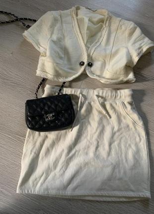 Юбка на флисе цвет жовто молочний