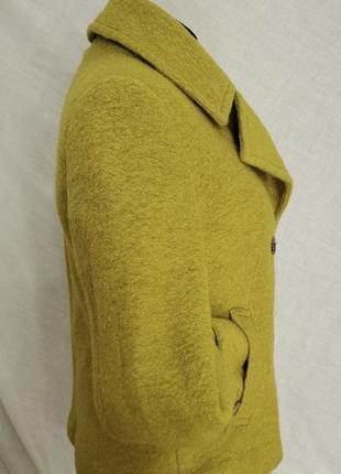 Per una marks &amp; spencer горчично-лимонный цвет пальто теплое укороченное теплое шерсть пиджак3 фото