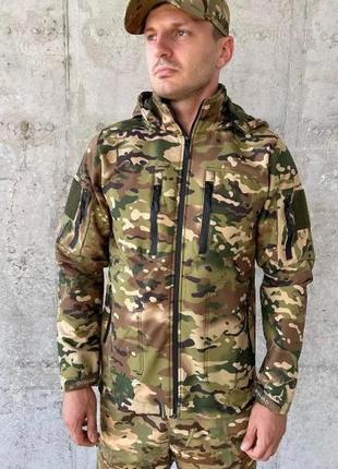Зимняя  куртка тактическая,штурмовая,  мультикам softshell с флисовой подкладкой s