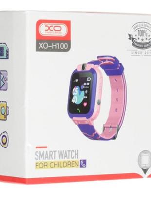 Детские умные часы smart watch kids xo h100 с камерой розовый2 фото