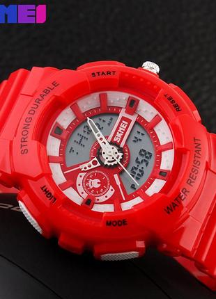 Детские наручные спортивные часы skmei 1052 (красные)4 фото