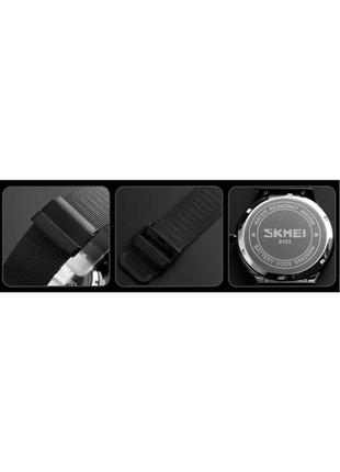 Мужские наручные классические часы skmei 9163 design черные с золотыми стрелками6 фото