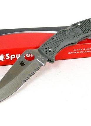 Ніж складний spyderco endura 4 сіро-зелений, напівсерейтор (c10psfg)