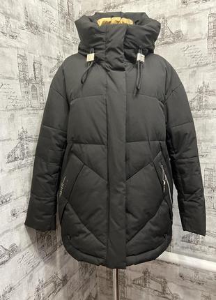 Черная куртка зима при попу мега стильная и легкая и теплая1 фото