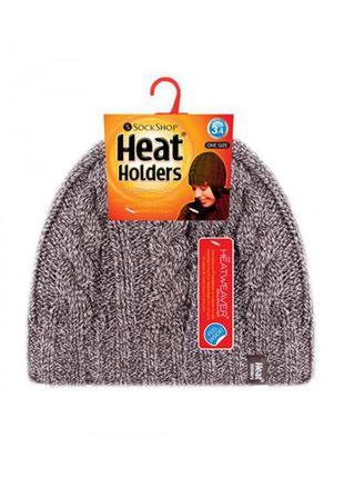 Теплая термо шапка с мехом внутри heat holders7 фото
