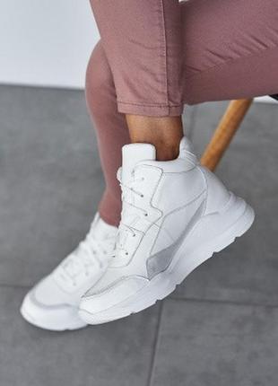 Кросівки зимові жіночі з натуральної шкіри білі7 фото