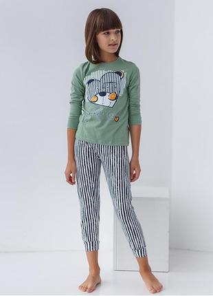 Пижама для девочки с штанами мишка 8926