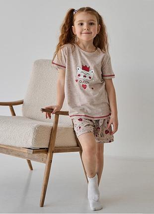 Пижама для девочки с шортами котик 103861 фото