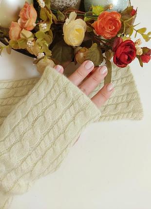 Митенки с косами из натурального кашемира6 фото