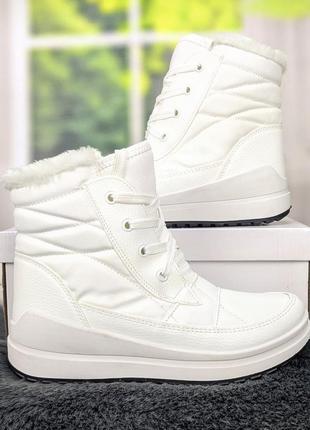 Ботинки дутики женские белые на шнурках еко-кожа paolla4 фото