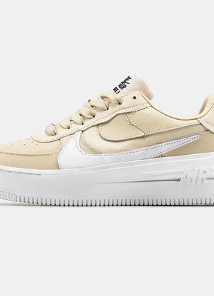 Женские кожаные кроссовки nike air force 1 plt.af.orm fossil#найк