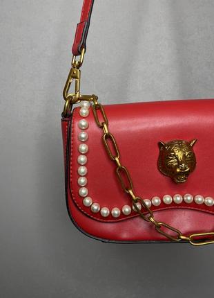 Сумка красная с жемчужиной