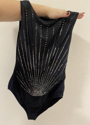 Боди черное с пайетками и блестками2 фото