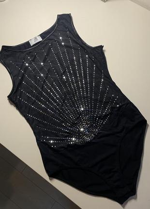 Боди черное с пайетками и блестками
