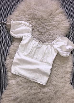 Блуза топ фонарики льняная лён с корсетом резинкой