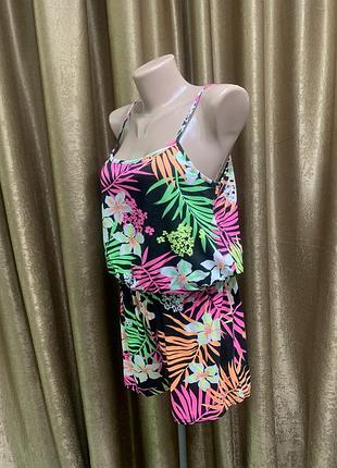 Яркий вискозный  ромпер select в тропической тематике размер 12/l