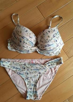 Фирменный одёжной купальник в принт фирмы ocean club primark 80d 85d 36d 38d