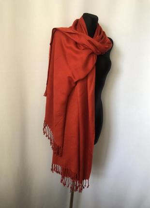 Большой красный кирпичный шарф палантин вискоза