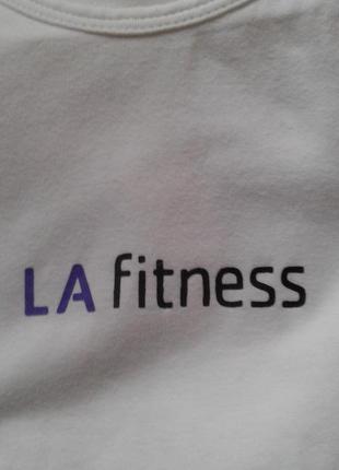 Спортивна біла бавовняна футболка з вшитим ліфом на гумці la fitness8 фото